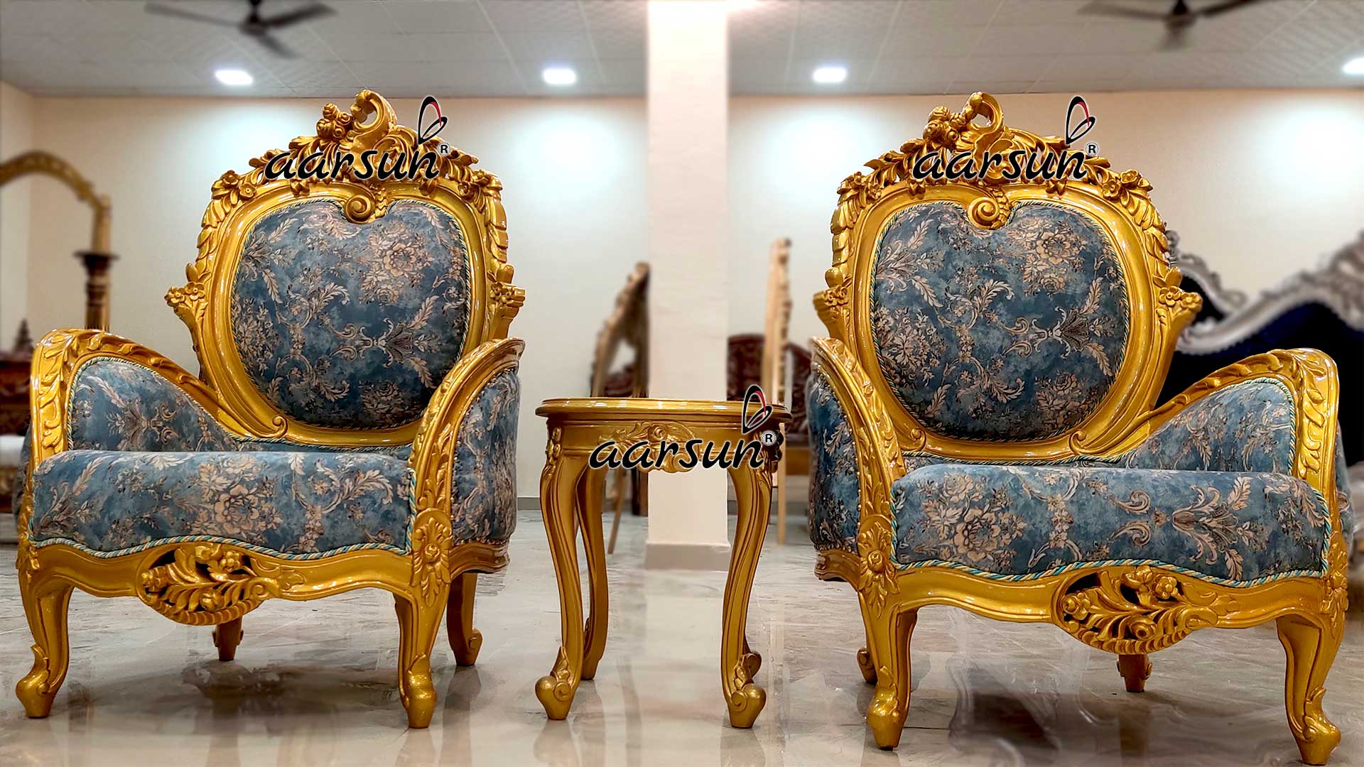 Metallic Gold Royal Sofa Set - Center Table-C