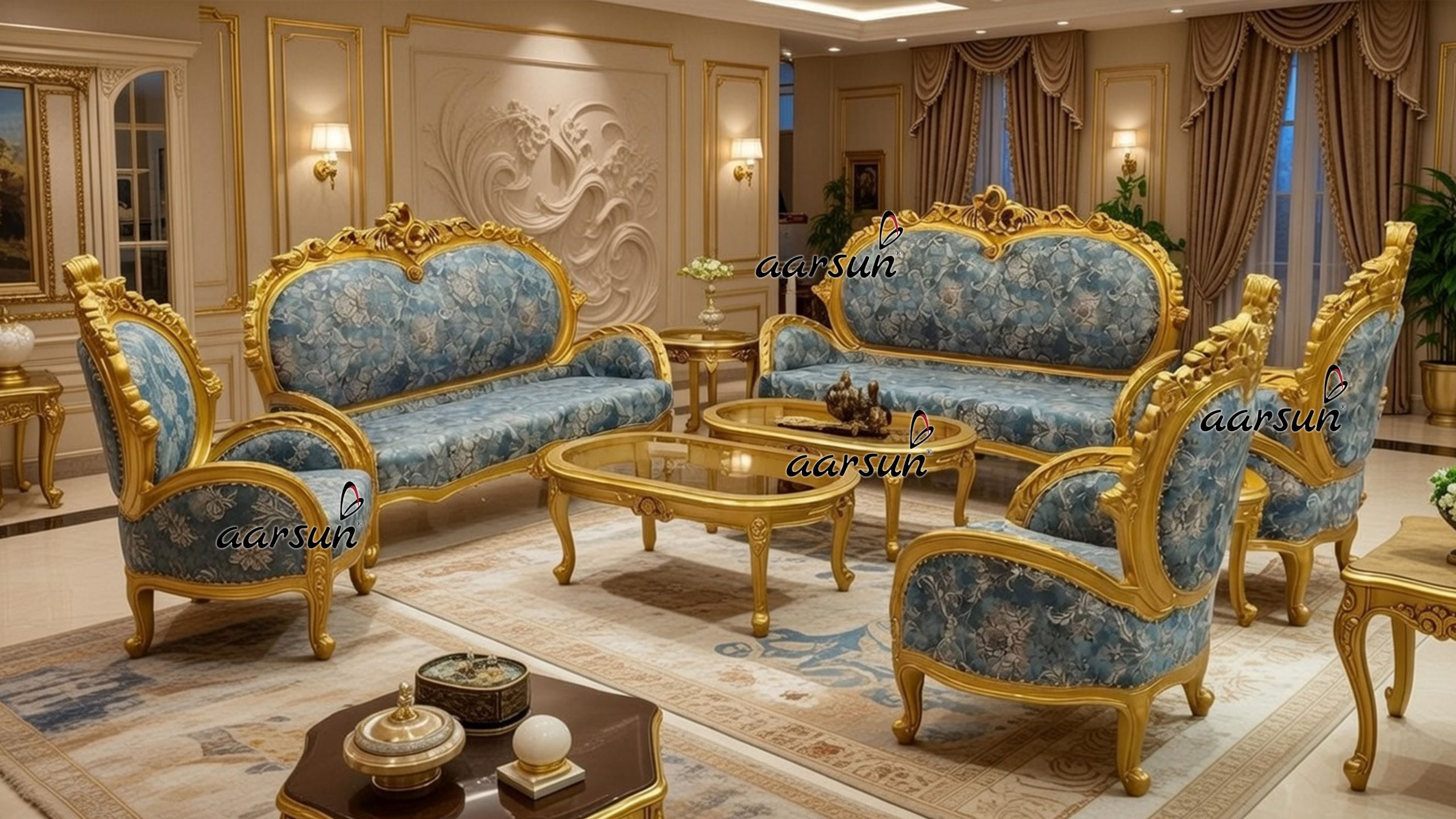 Metallic Gold Royal Sofa Set - Center Table UH-YT-255