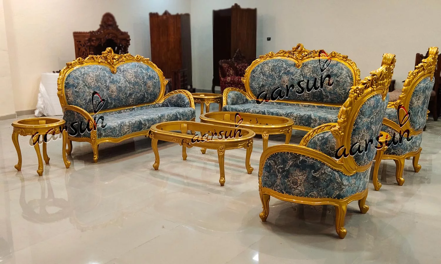UH-YT-255 Metallic Gold Sofa Set