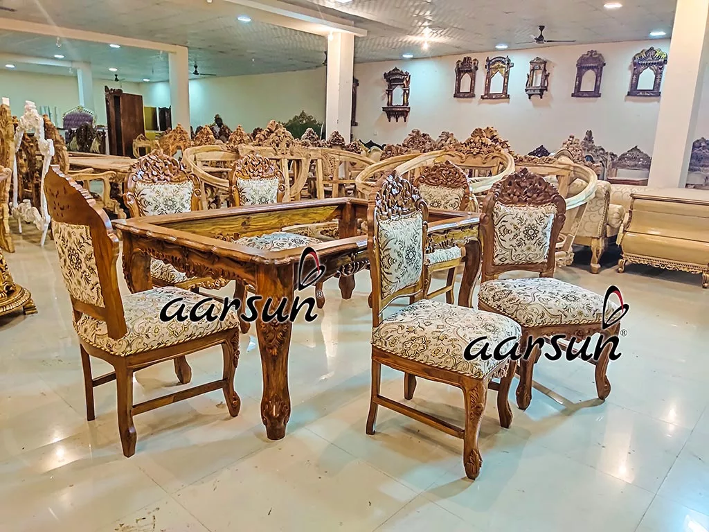 Aarsun 6 Seater Dining Set in Teak Wood Matte Finish YT-270-A
