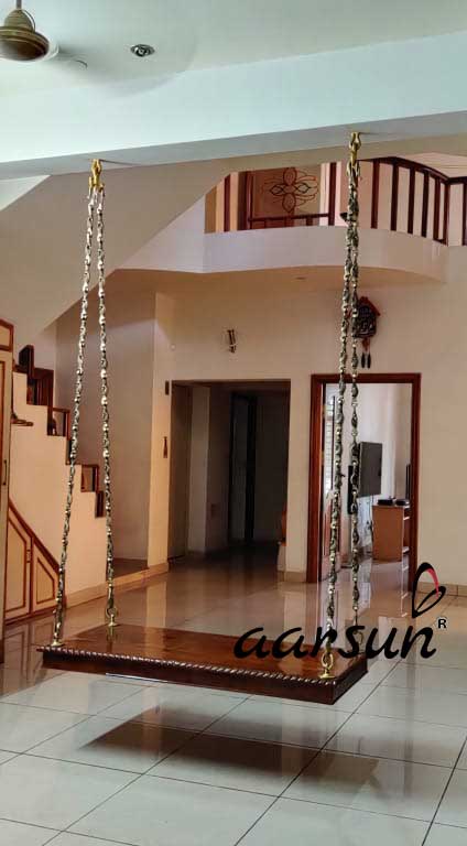 Hanging Wood Swing Set | Jhula Oonjal with Beautiful Brass Chain-0072