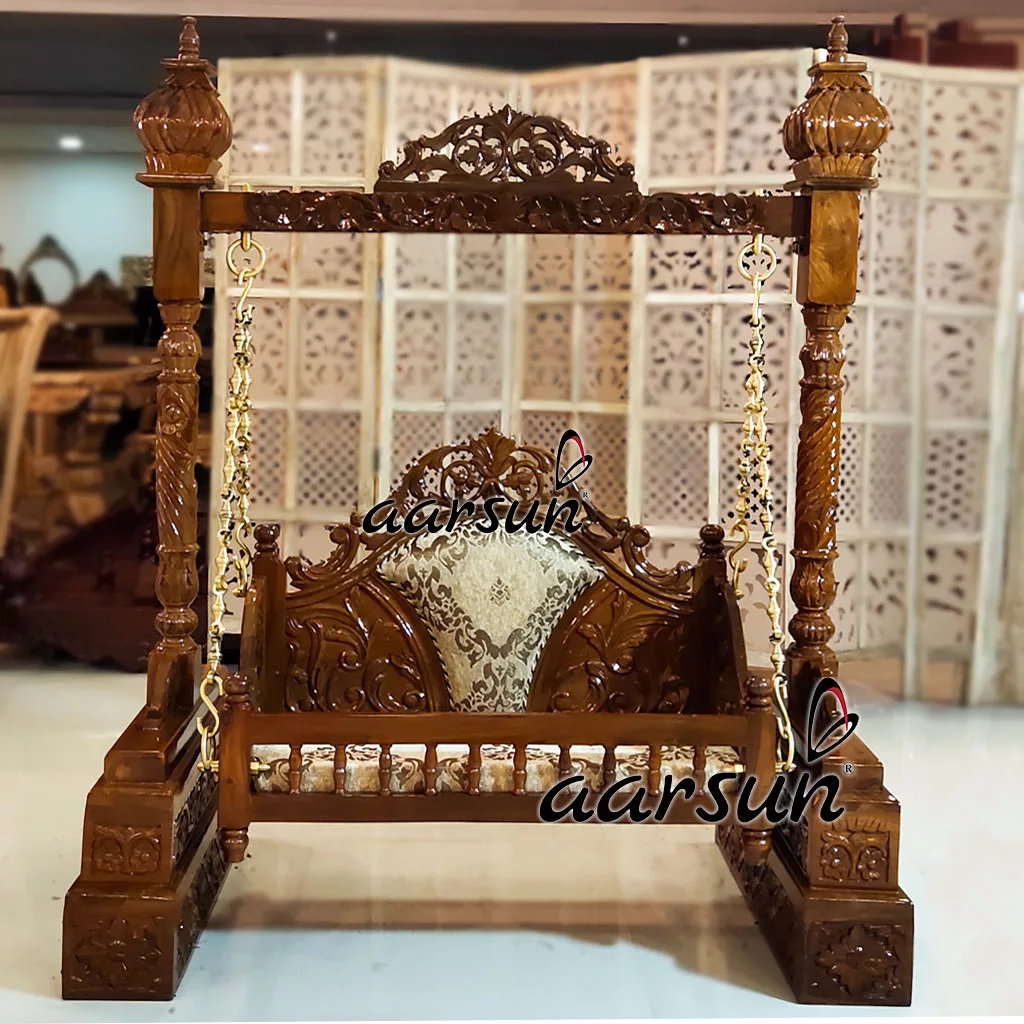 Teak Wood Krishna Jhula Laddu Gopal Jhula UH-YT-276