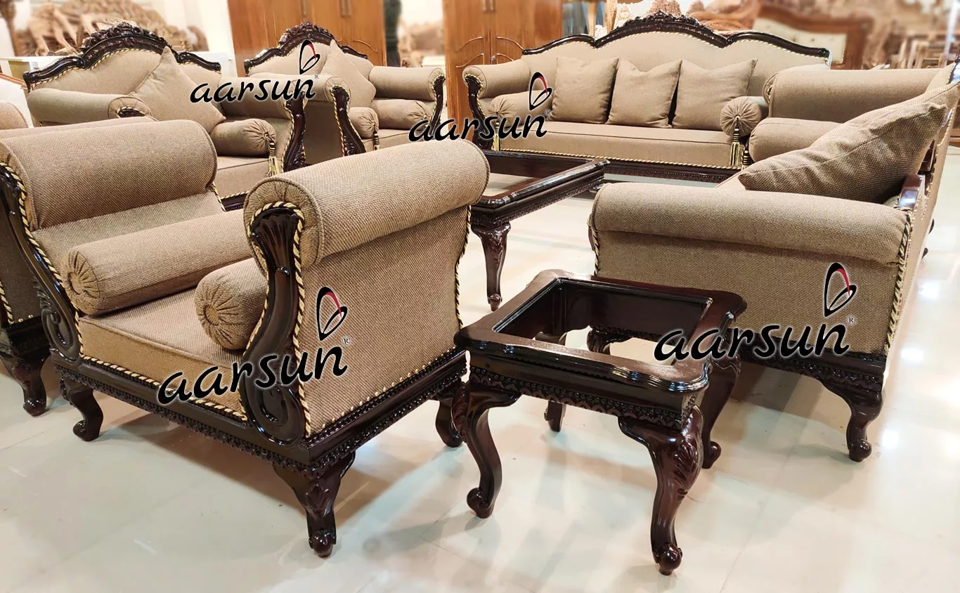 Aarsun 10 Seater Sofa Set in Walnut Finish UH-YT-182-A