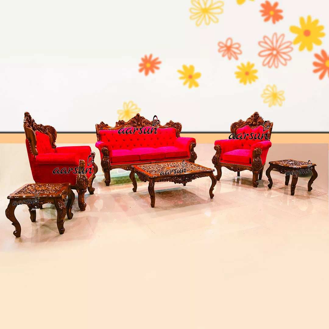 Image for 5 Seater Pink Fabric Sofa Set UH-YT-301