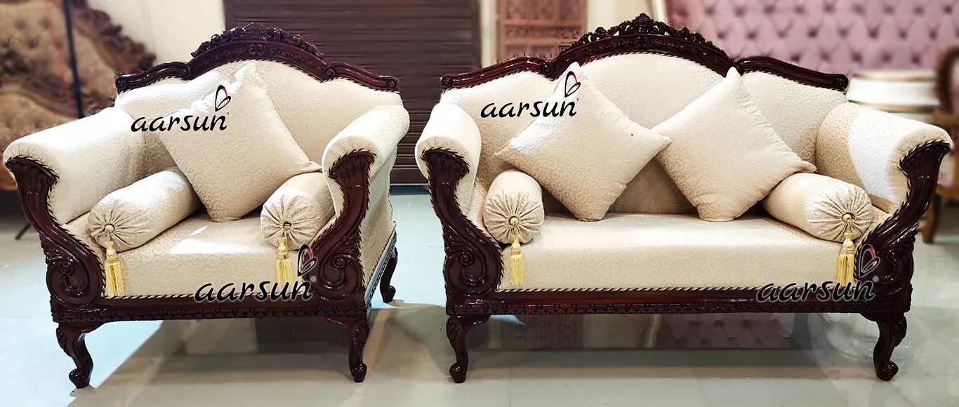 6 Seater Glossy Finish Sofa Set-A