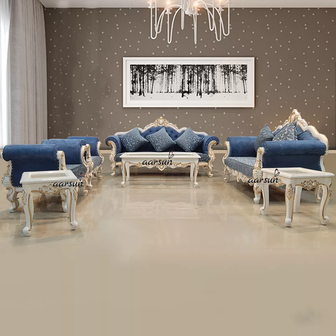 7 Seater Designer Sofa Set in White Finish UH-YT-249