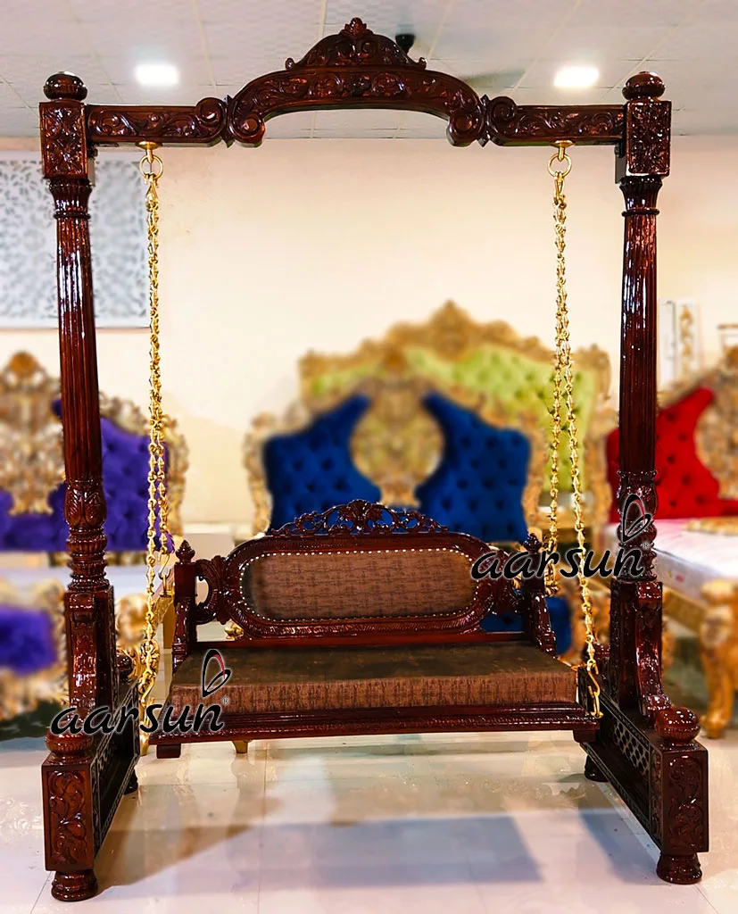 Double Carved Oonjal Jhula in Teak Wood UH-YT-300