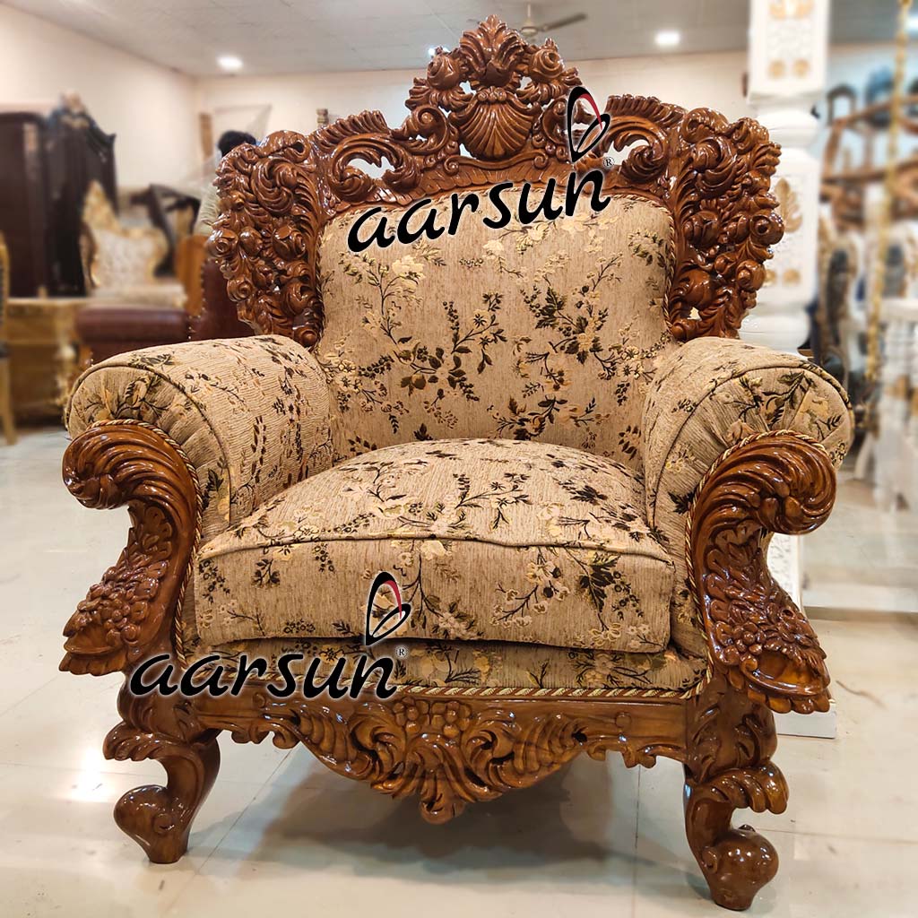 Aarsun Double Carved Sofa Teak Wood UH-YT-215-A