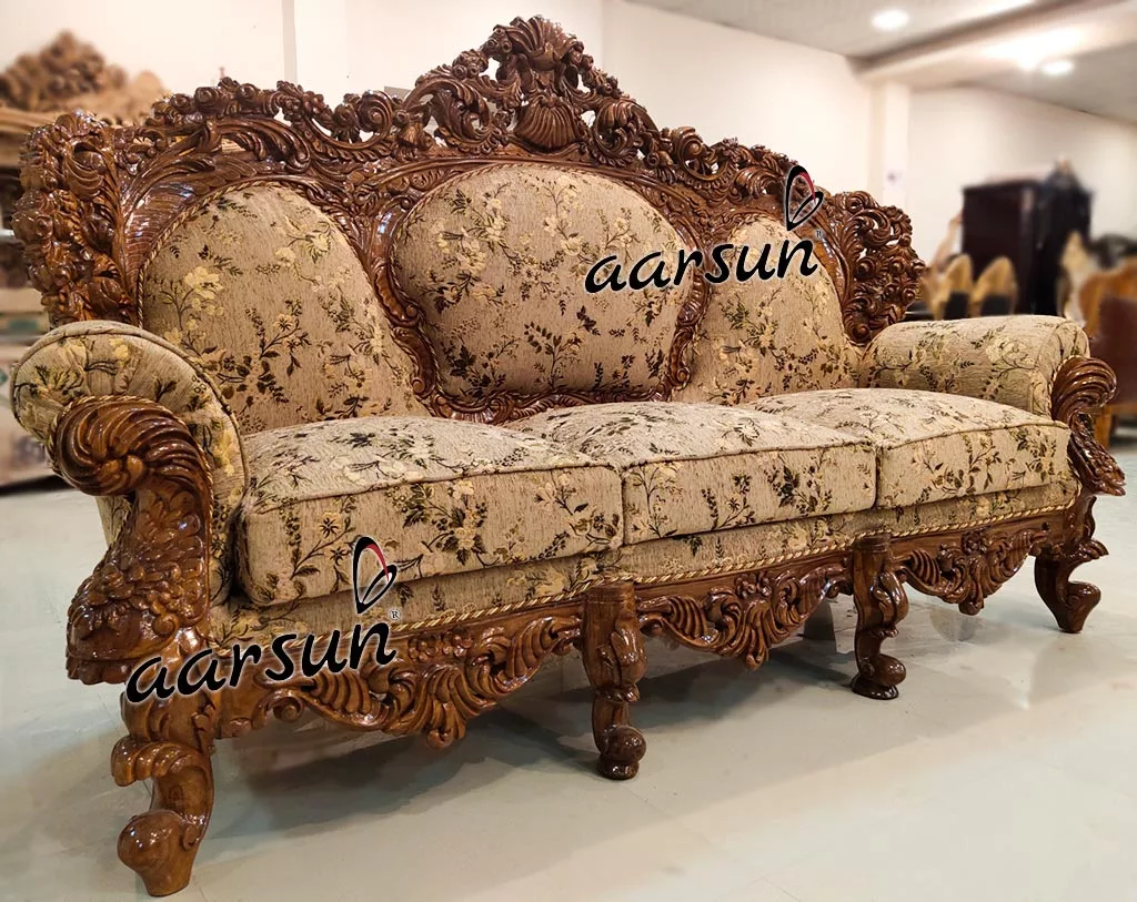 Aarsun Double Carved Sofa Teak Wood UH-YT-215-C