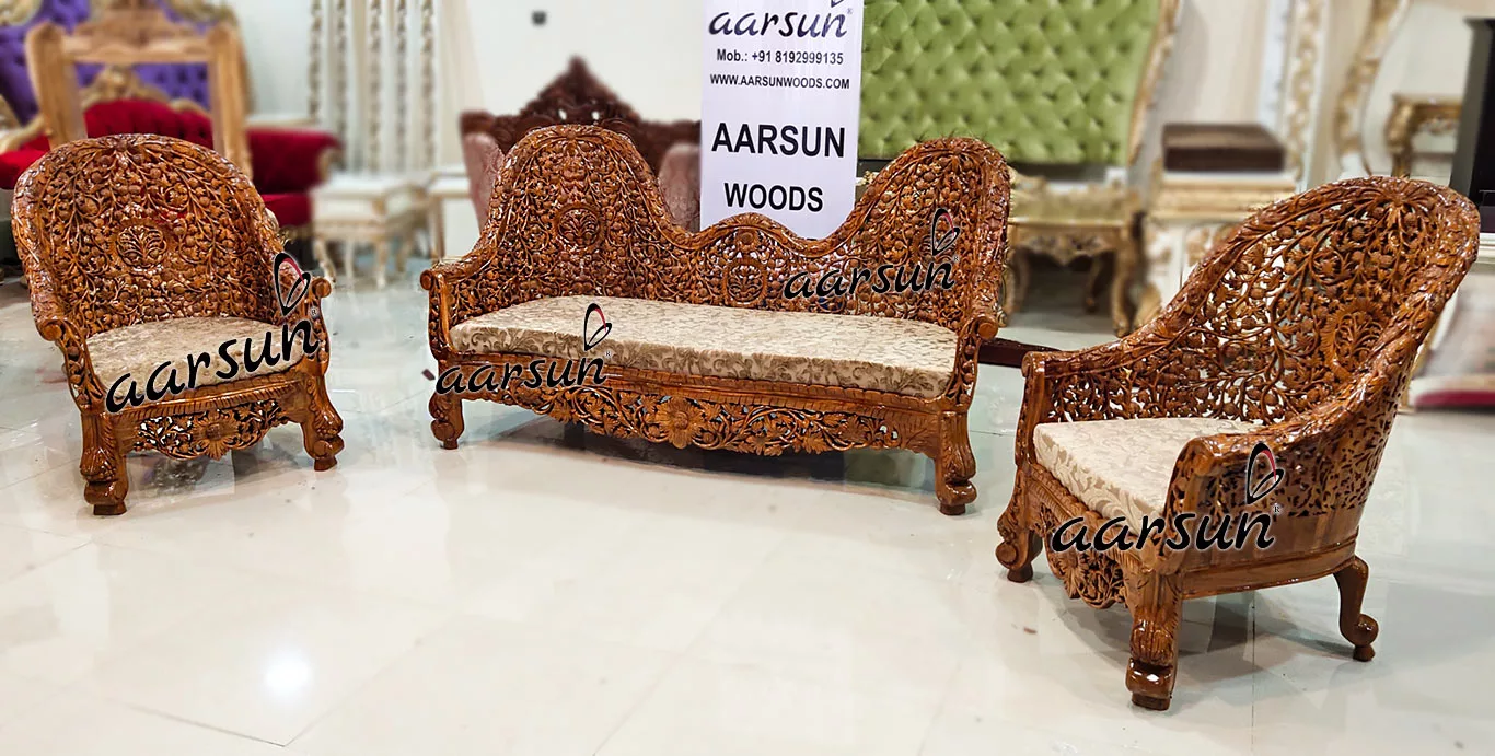 Aarsun Fully Carved Sofa in Teak Wood UH-YT-293-A