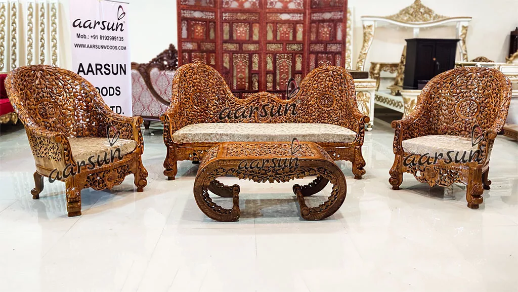 Aarsun Fully Carved Sofa in Teak Wood UH-YT-293