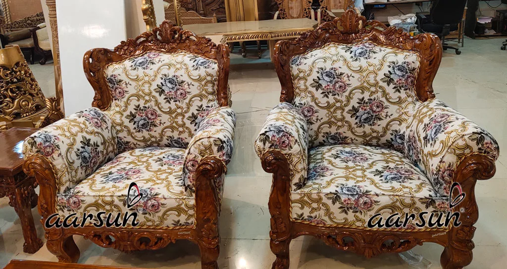 Aarsun Hand Carved Sofa Set Teak Wood UH-YT-220-A