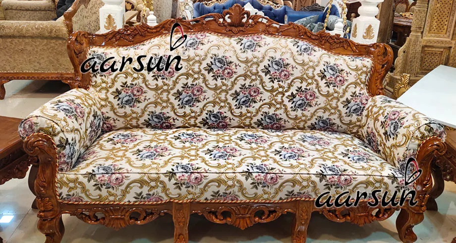 Aarsun Hand Carved Sofa Set Teak Wood UH-YT-220-C