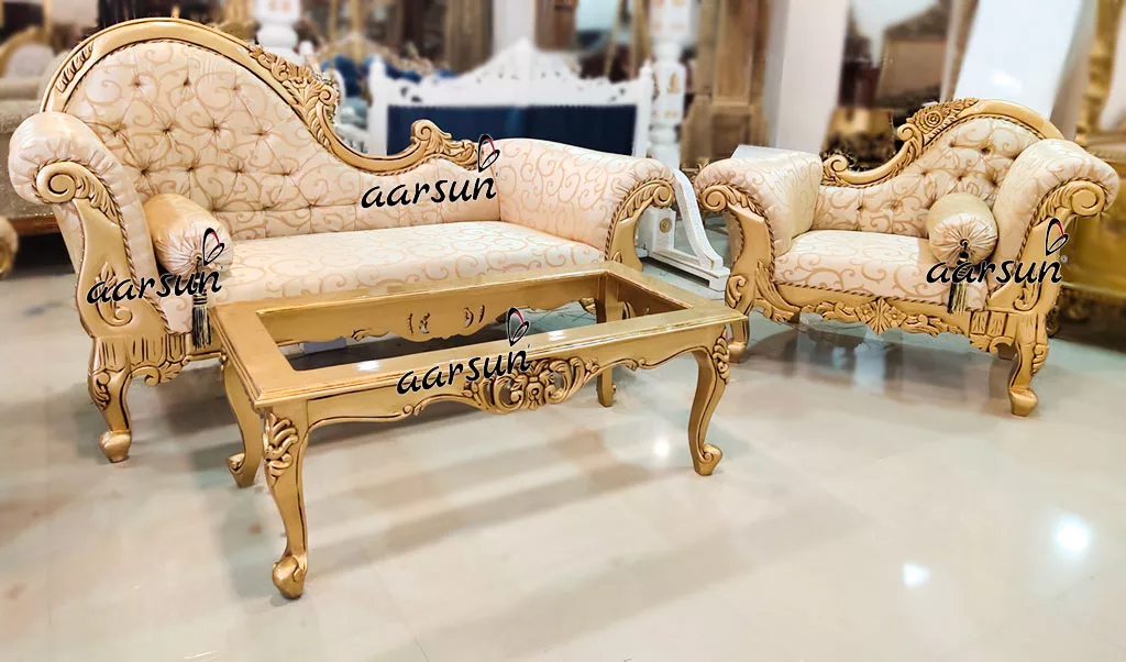 Aarsun Wooden Gold Couch Set UH-YT-221-B