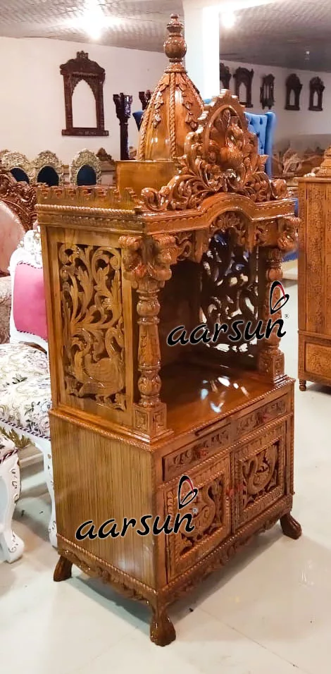 Handcarved Teak Wood Mandir for Home UH-YT-327-A