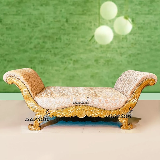 Handcrafted Golden Settee in Teak Wood UH-YT-336ST