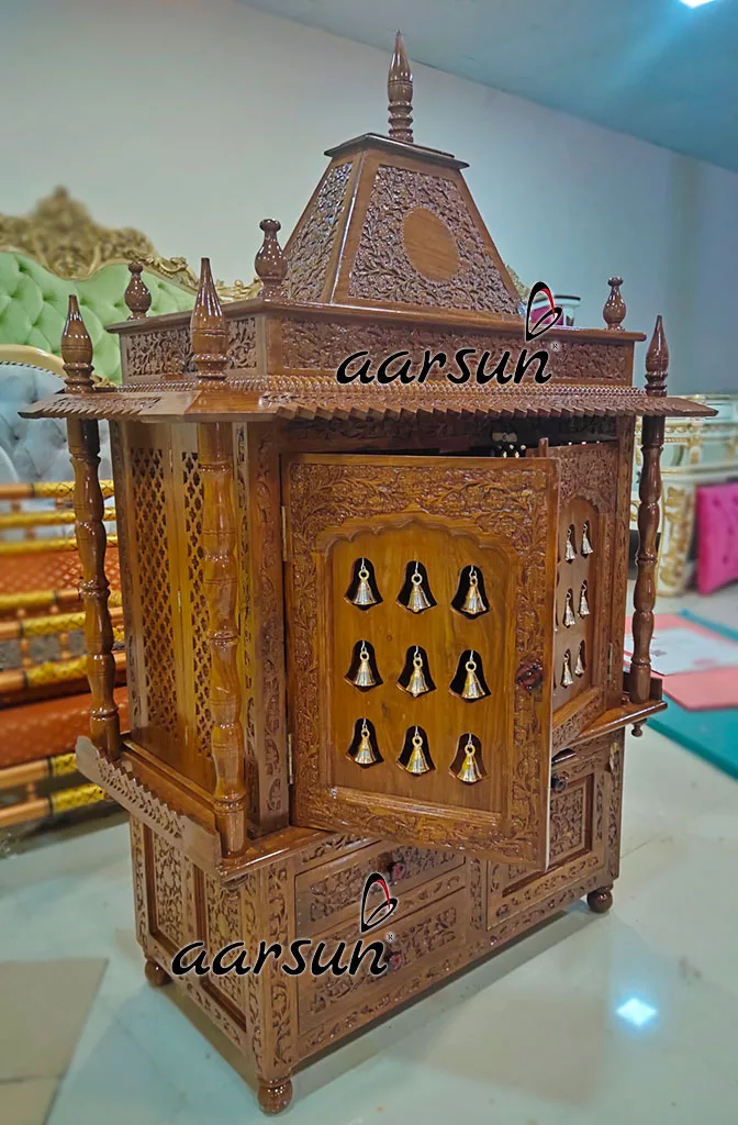 Aarsun Handcrafted Sheesham Wood Bell Temple Mandir UH-YT-335-B