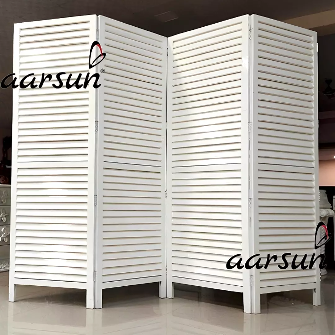 Room Divider in White Glossy Finish GWHPART-001