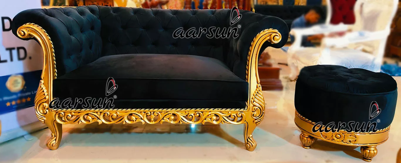 Luxury Chesterfield Sofa in Black & Gold