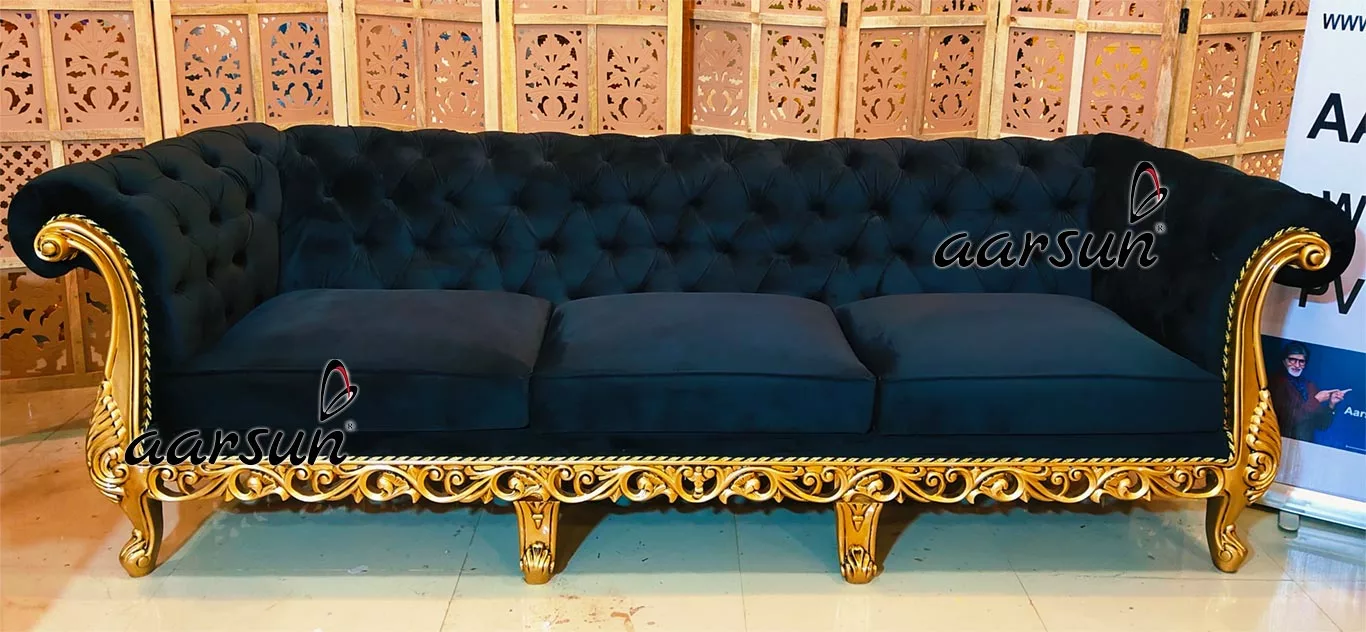 Luxury Chesterfield Sofa in Black & Gold UH-YT-348-D