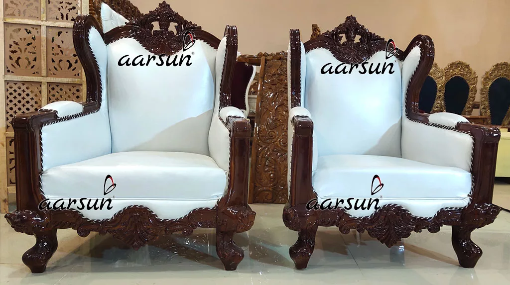 Maharaja Solid Wood Hand Carved Sofa Set, Top Quality Hand Carved Solid Wood Sofa Set By Aarsun