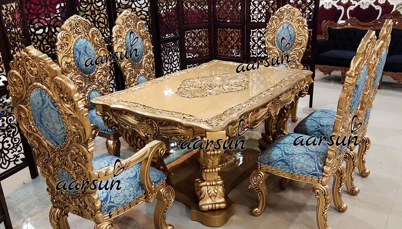 Handcrafted Royal Dining Set in Antique Gold Finish YT-376 - Image 4