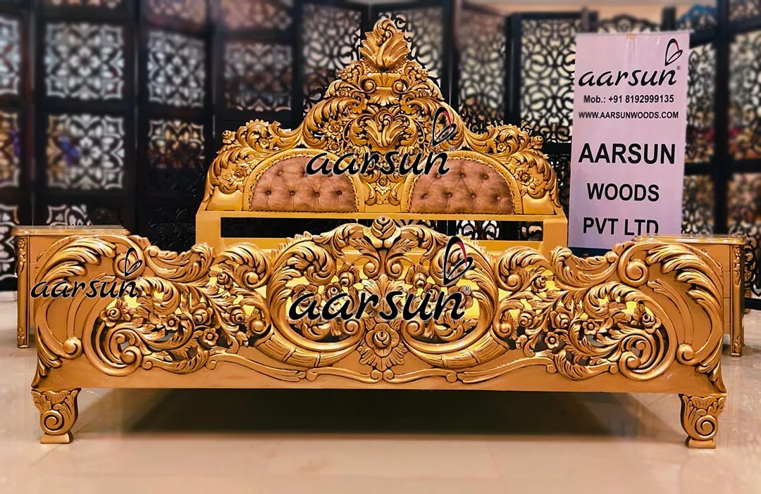 Aarsun Majestic King Size Golden Bed UH-YT-387-A