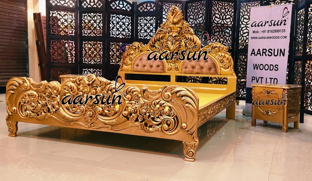 Aarsun Majestic King Size Golden Bed UH-YT-387-B