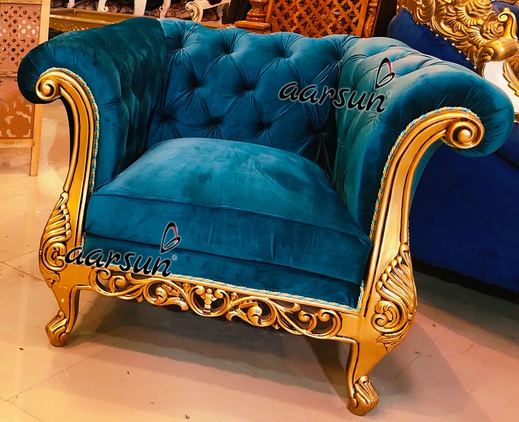 Royal Chesterfield Sofa Set in Gold-C