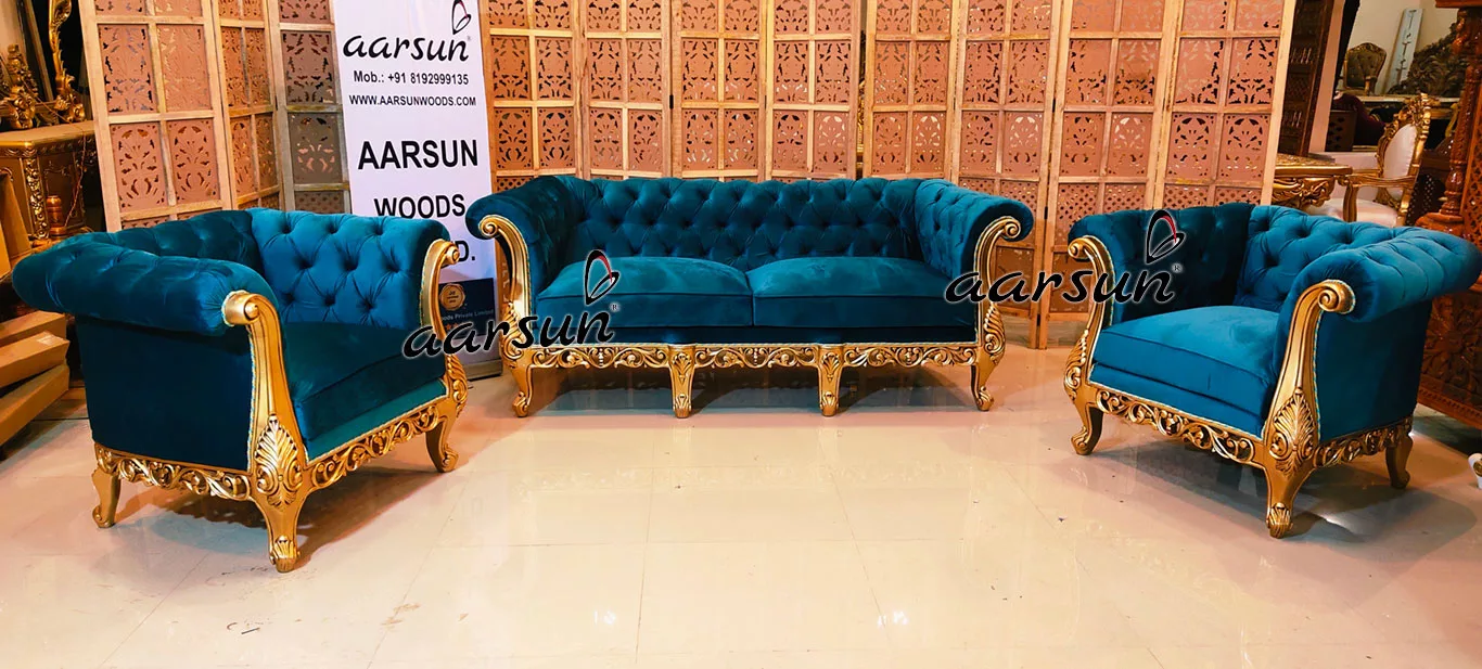 Image for Royal Chesterfield Sofa Set in Gold UH-YT-373