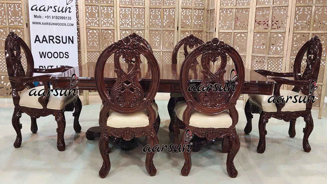 6 Seater Dining Set in Dual Tone Finish-D