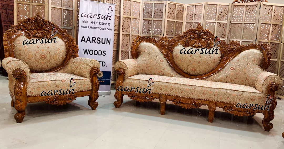 Custom Made Dilwala Sofa Set in Teak Traditional Woodworking-B