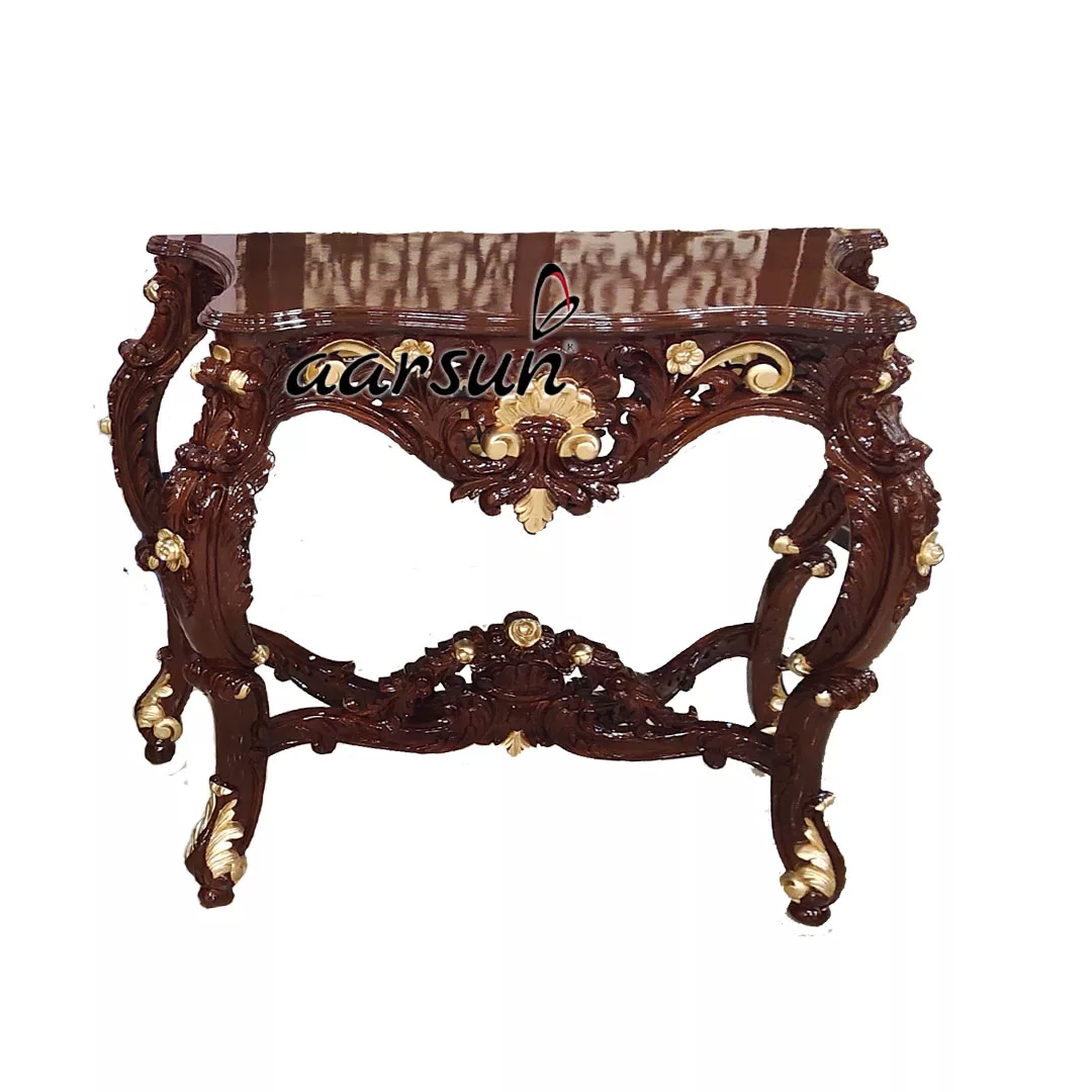 hand carved solid wood console table