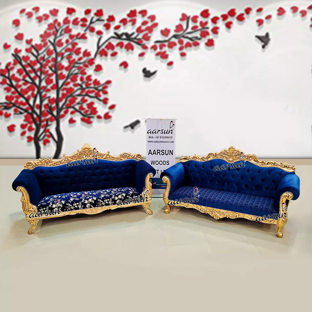 Incredible Couch Carved in Teak with Antique Gold Finish