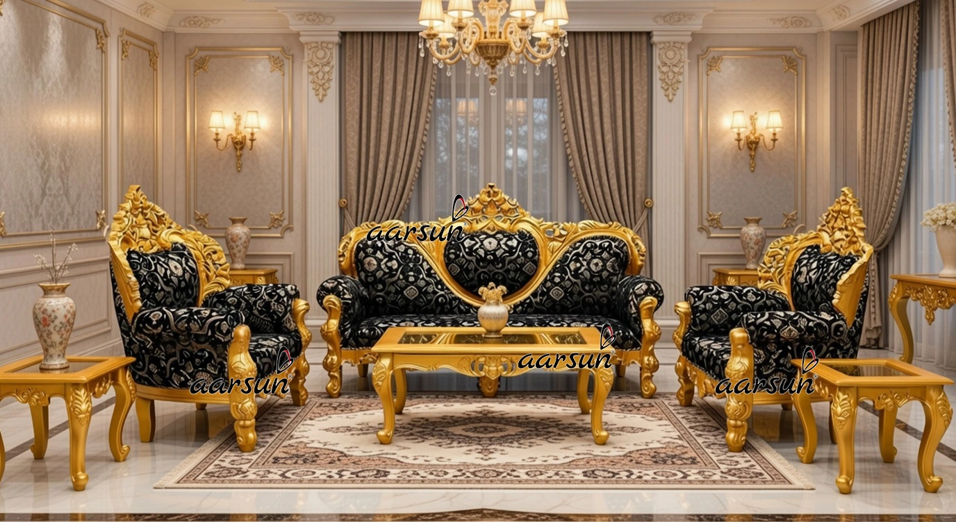 Metallic Gold Sofa Set Classic Dilwala Design UH-YT-414