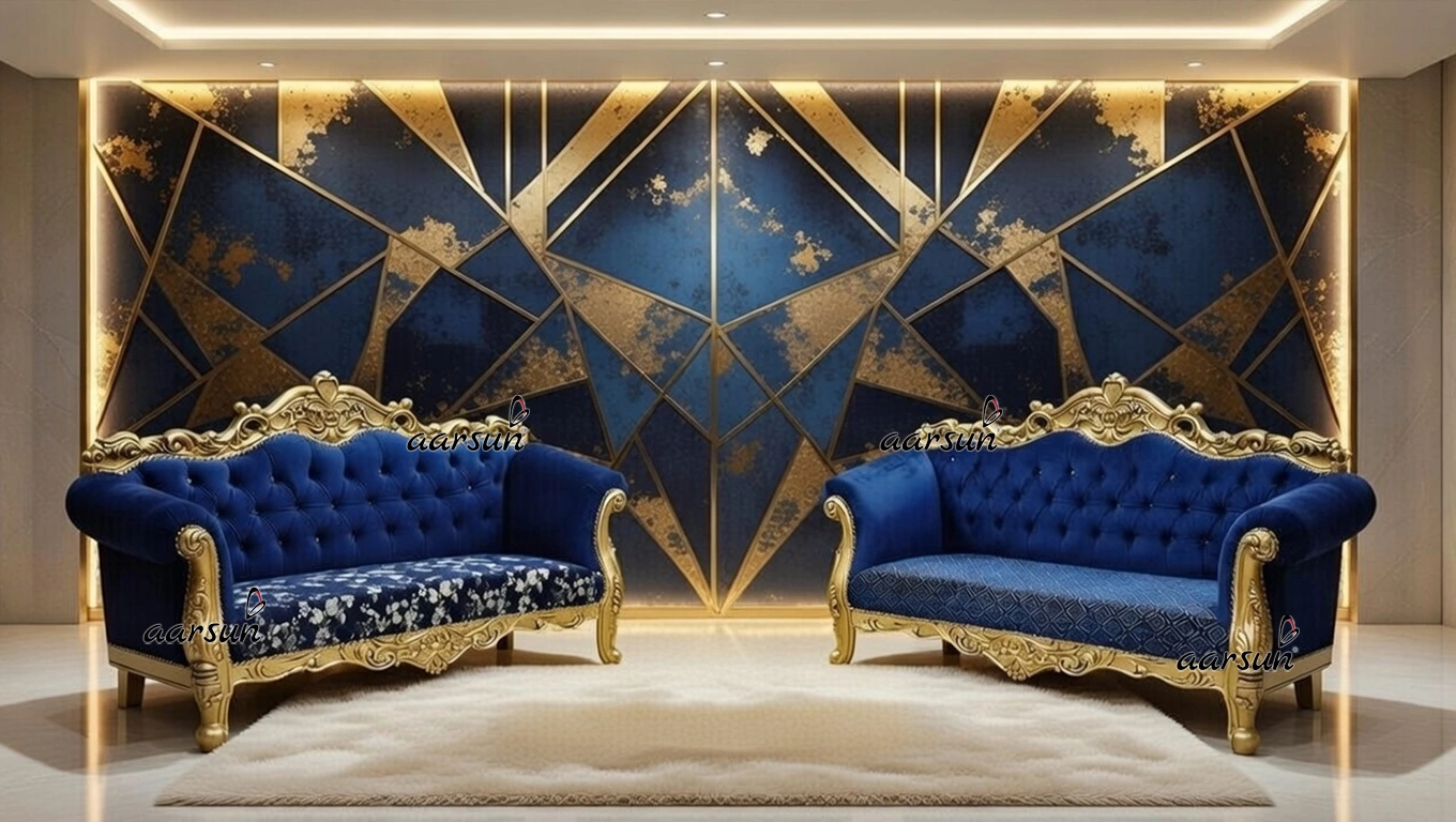 Incredible Couch Carved in Teak with Antique Gold Finish