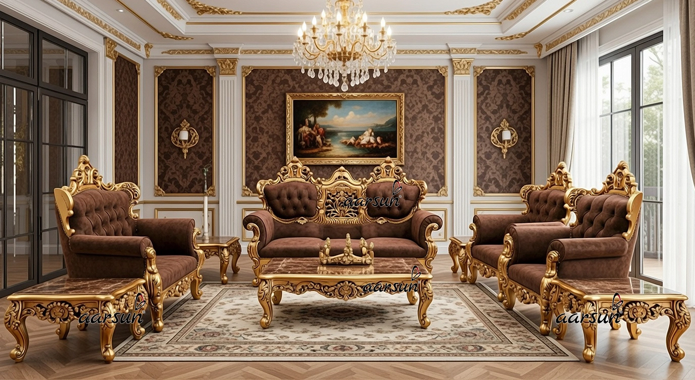 Unique Style Luxurious Sofa Set in Antique Gold Paint YT-417