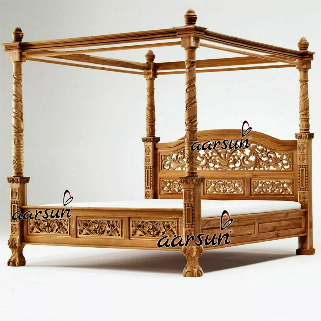 Wooden Four Canopy Bed
