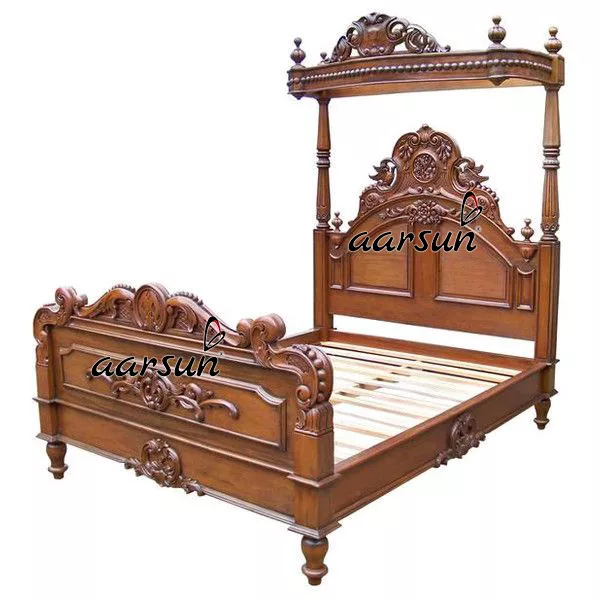 Wooden Poster Bed in Teak Wood BED-0048