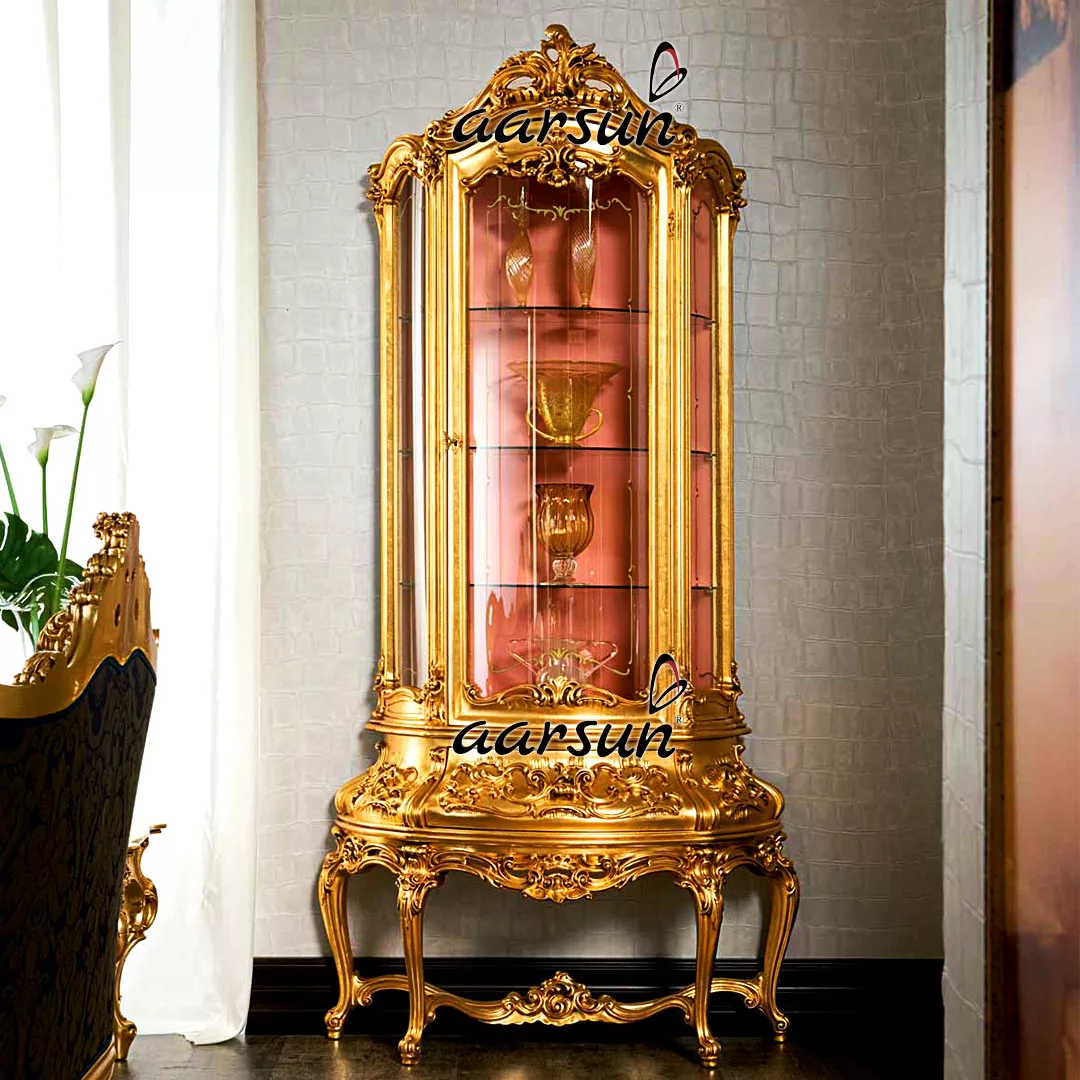 Wooden-Traditional-Crockery-Cabinet-in-Gold-UH-SCB-0021