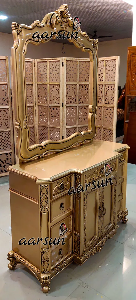 Antique Golden Dresser with Ample Storage Designs-A