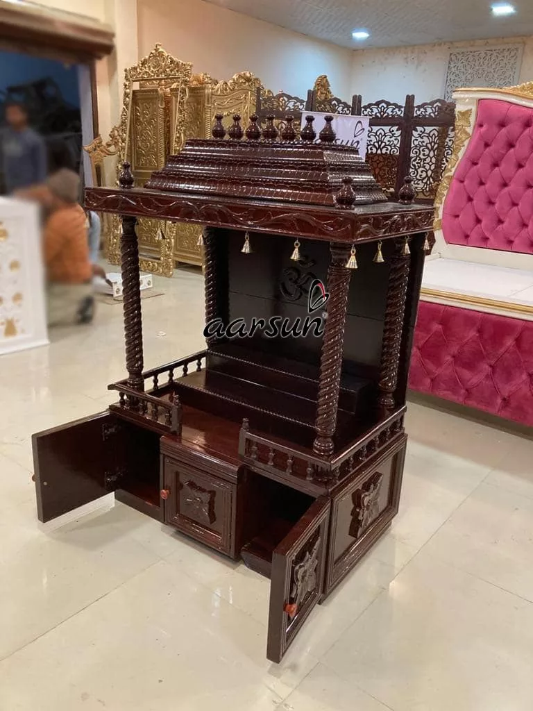 Bells Wooden Temple Pooja Ghar MNDR-0403-C