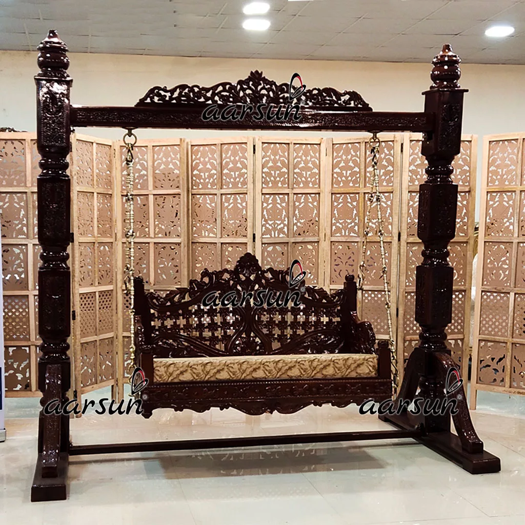 Indoor Jhula Handcrafted in Classic Design in Teak Wood UH-YT-452
