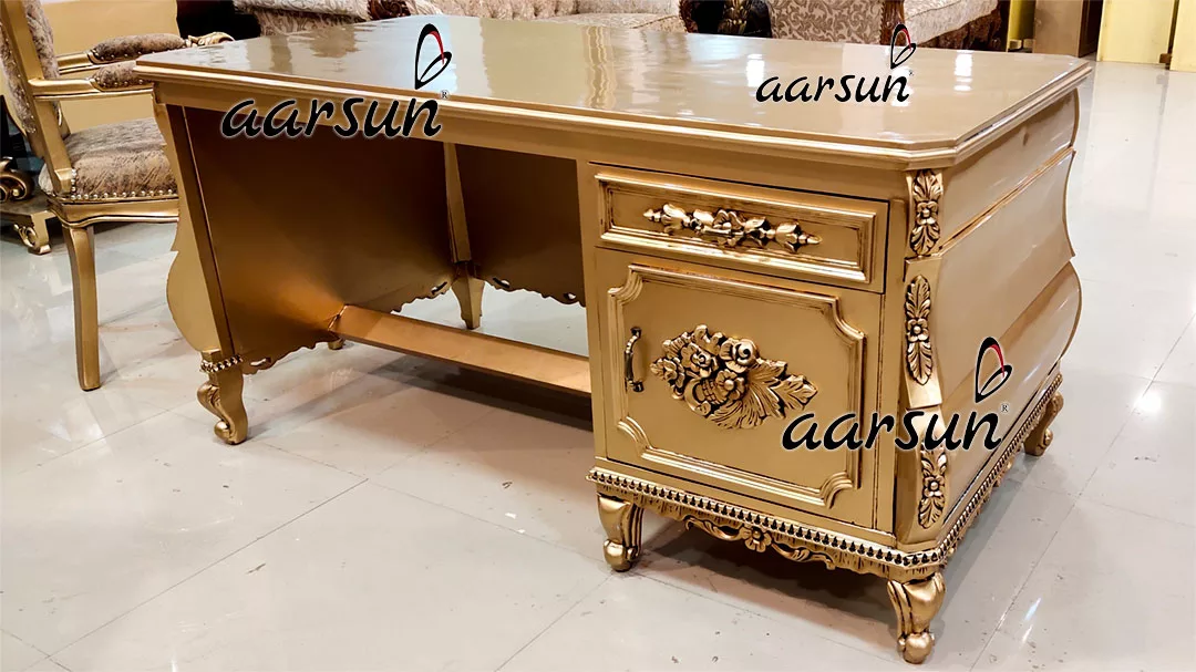 Office Furniture Teak Wood Antique Gold Paint UH-YT-460-A