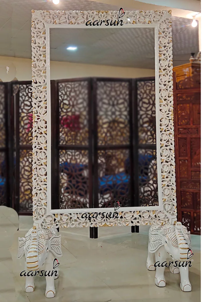 Image for White & Gold Unique Mirror Frame UH-YT-437EL