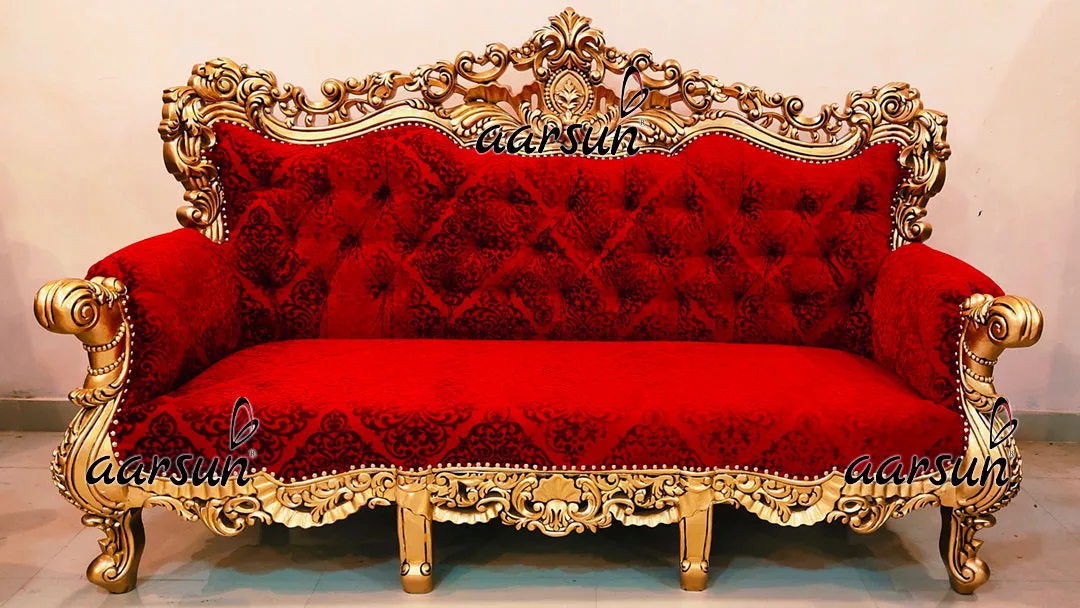 Ultra Royal Sofa Set in Red & Gold-C
