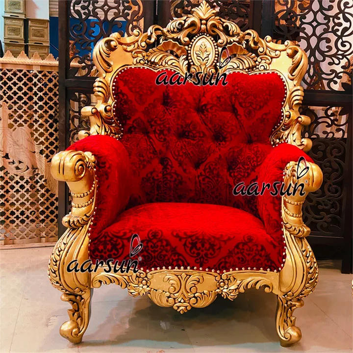 Ultra Royal Sofa Set in Red & Gold-D