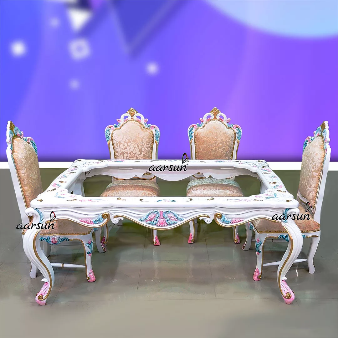 Classy White & Gold Dining Set for 6