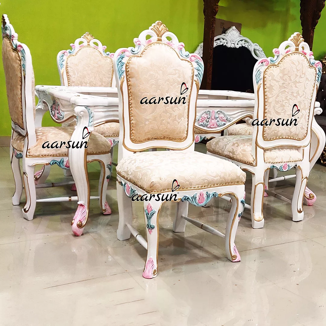 Classy White & Gold Dining Set for 6 UH-YT-472-A