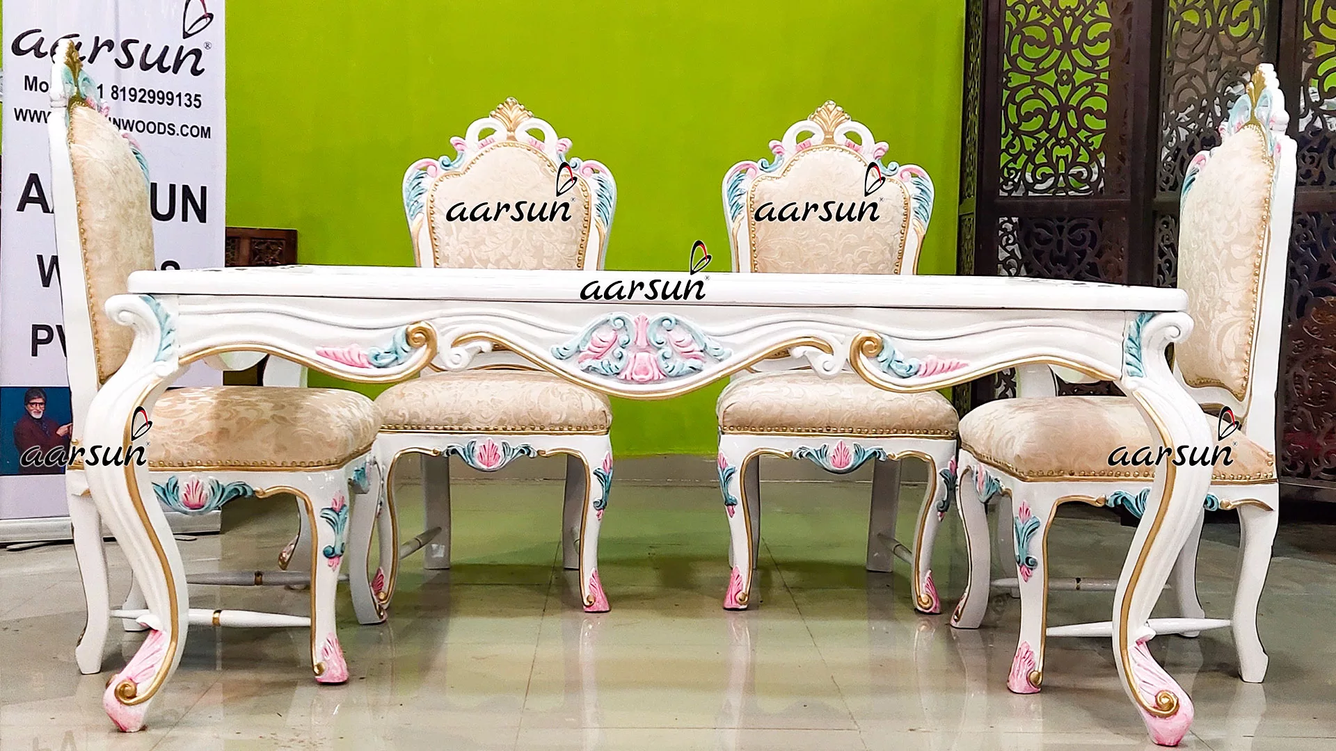Classy White & Gold Dining Set for 6 UH-YT-472-B
